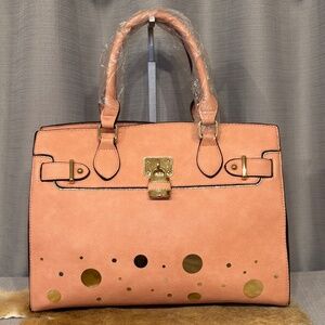 ✨ Blush Pink Structured Satchel w/ Gold Accents ✨